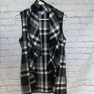 CUTE & TRENDY Plaid Open-Front Tartan Vest